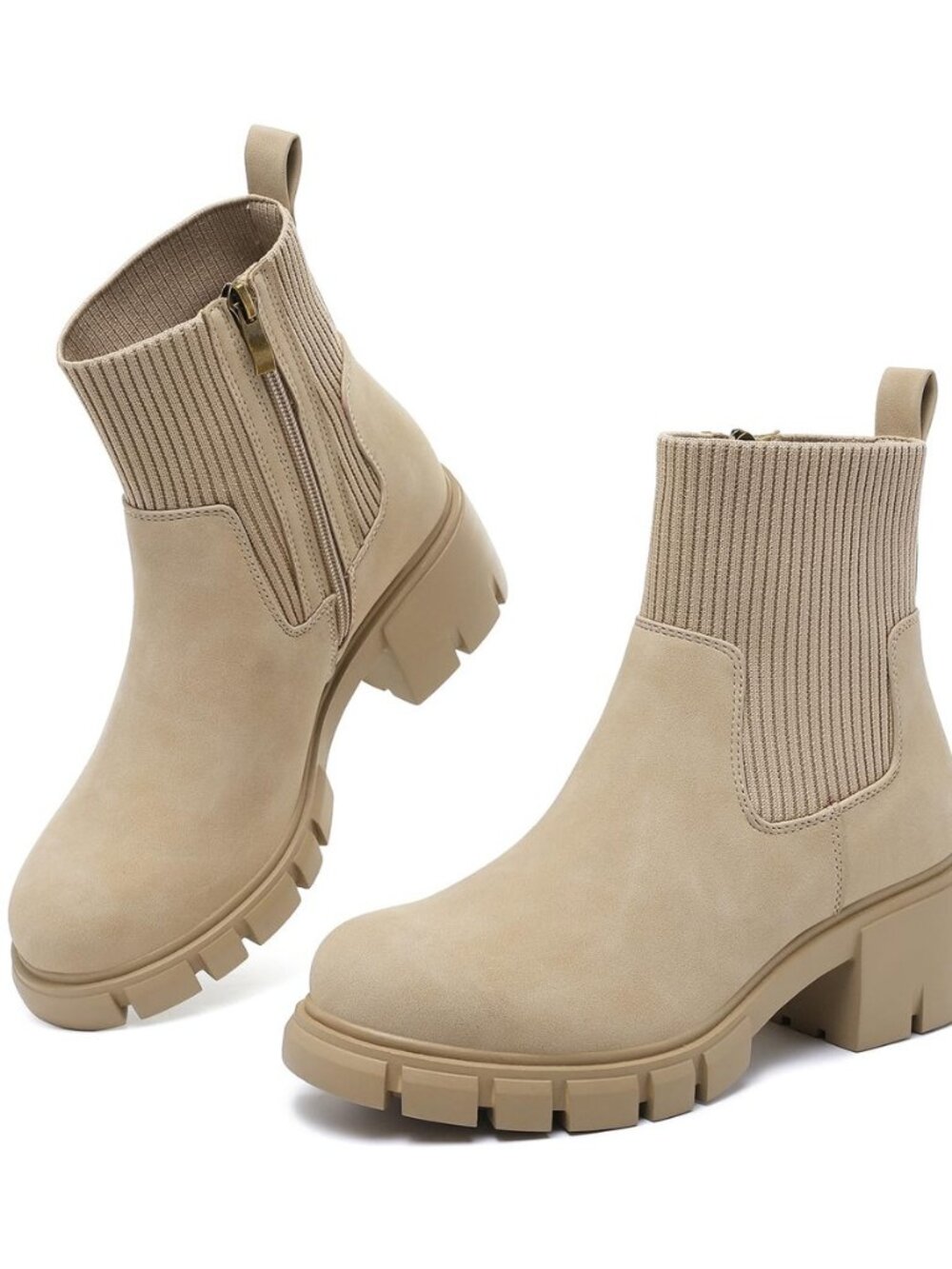 Womens Chelsea Boots Chunky Lug Sole Platform Fall Ankle Boots